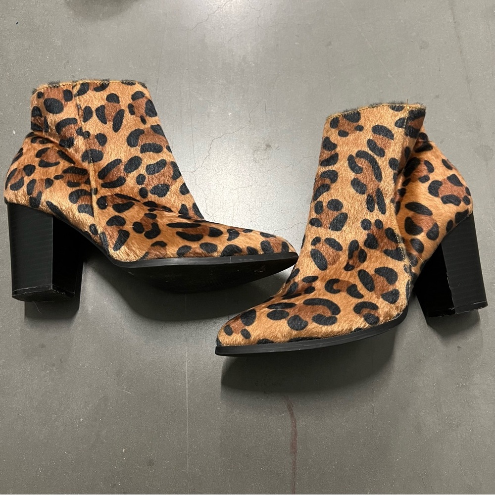 Leopard heel booties